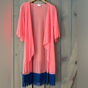 LuLaRoe Unisex Adults Pink Kimono Wrap Coverup Size S